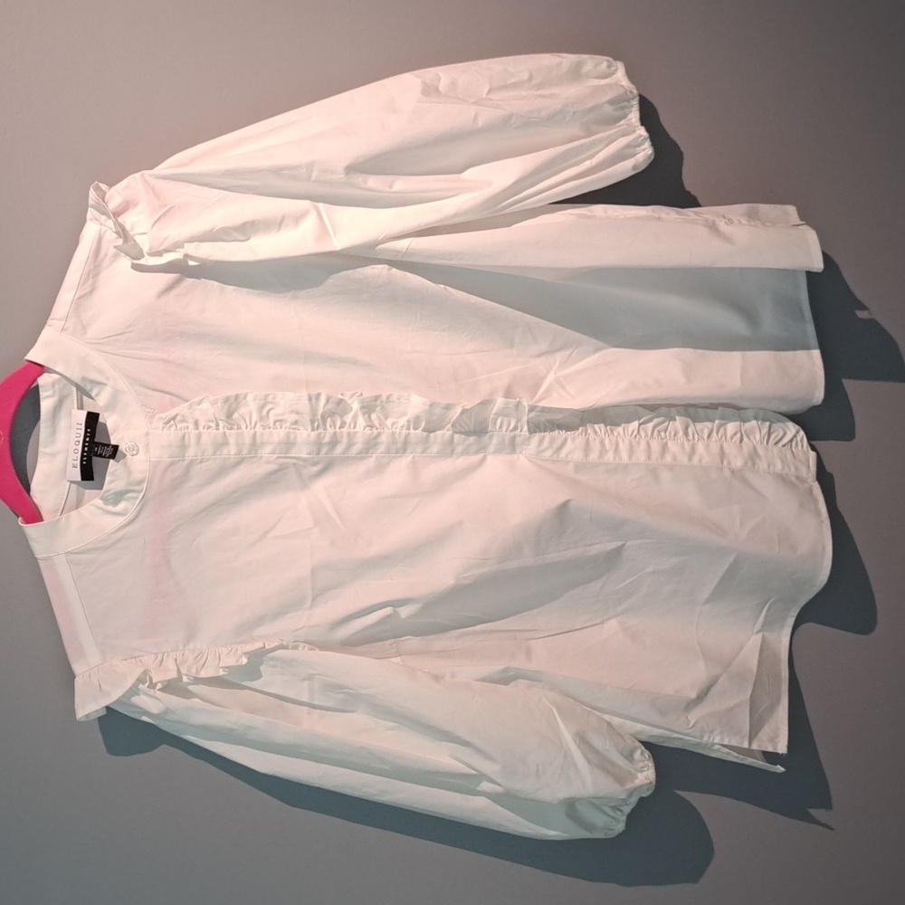 ELOQUII ELEMENTS White Cotton with Spandex Blouse Size 14